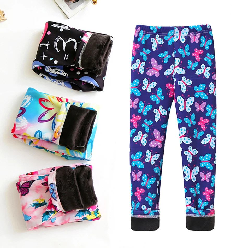 Pantalón forro polar niña rayas mariposas invierno suave cómodo - imagen 4