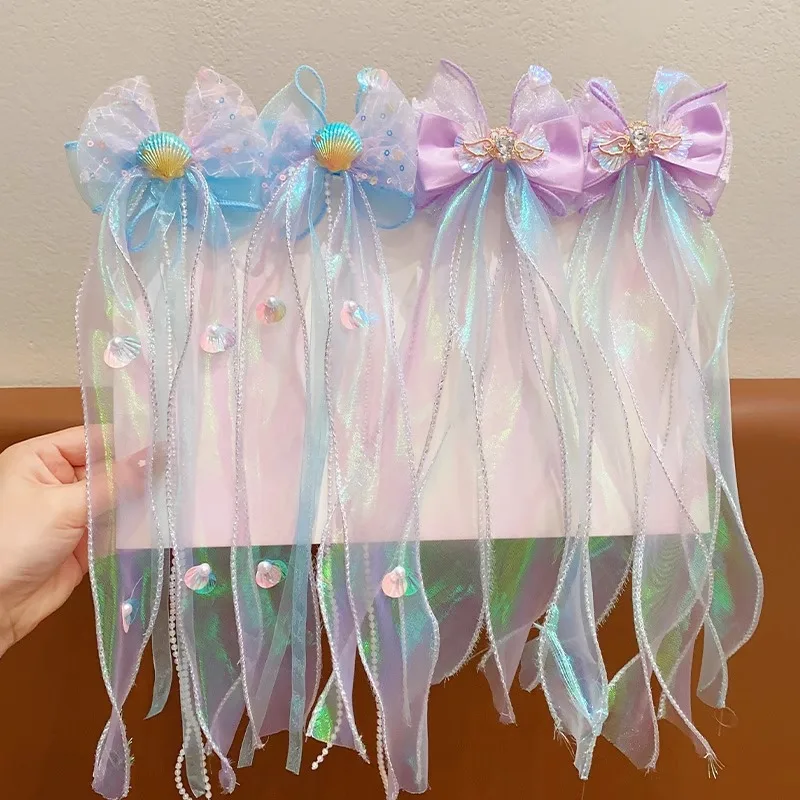 Pinza para el pelo sirena con lazo y malla de hadas - imagen 5