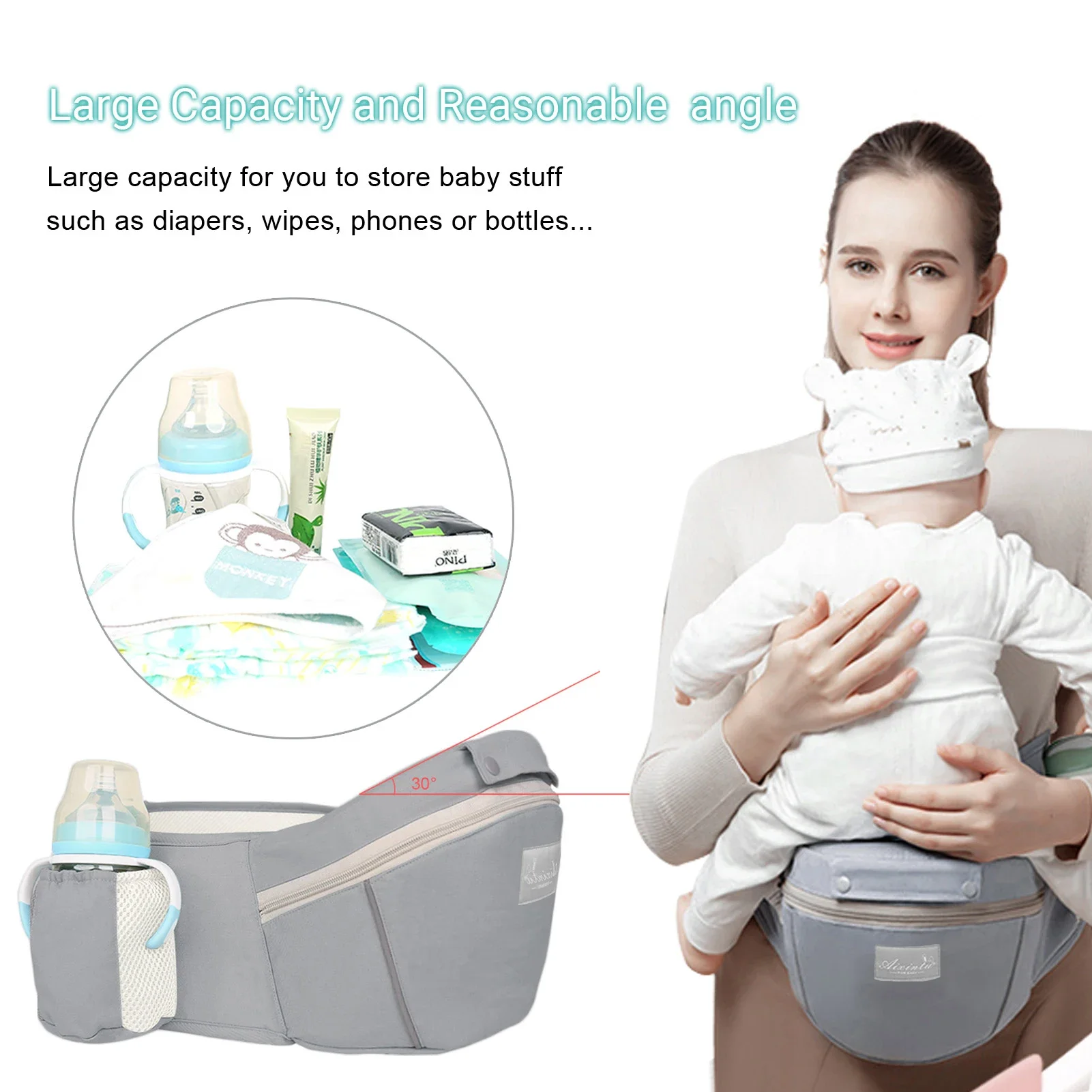 Portabebés ergonómico para bebé, taburete de cintura multifuncional para recién nacido a niño, multiusos antes y después, accesorios para bolsa de canguro - imagen 2