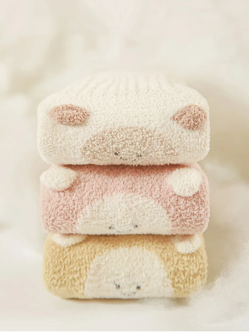 3 Pairs a Lot MILANCEL Winter Baby In Tube Socks 0-5T Cute Cartoon Toddler Boys Non-slip Socks Fleece Padded Infant Floor Socks - imagen 4