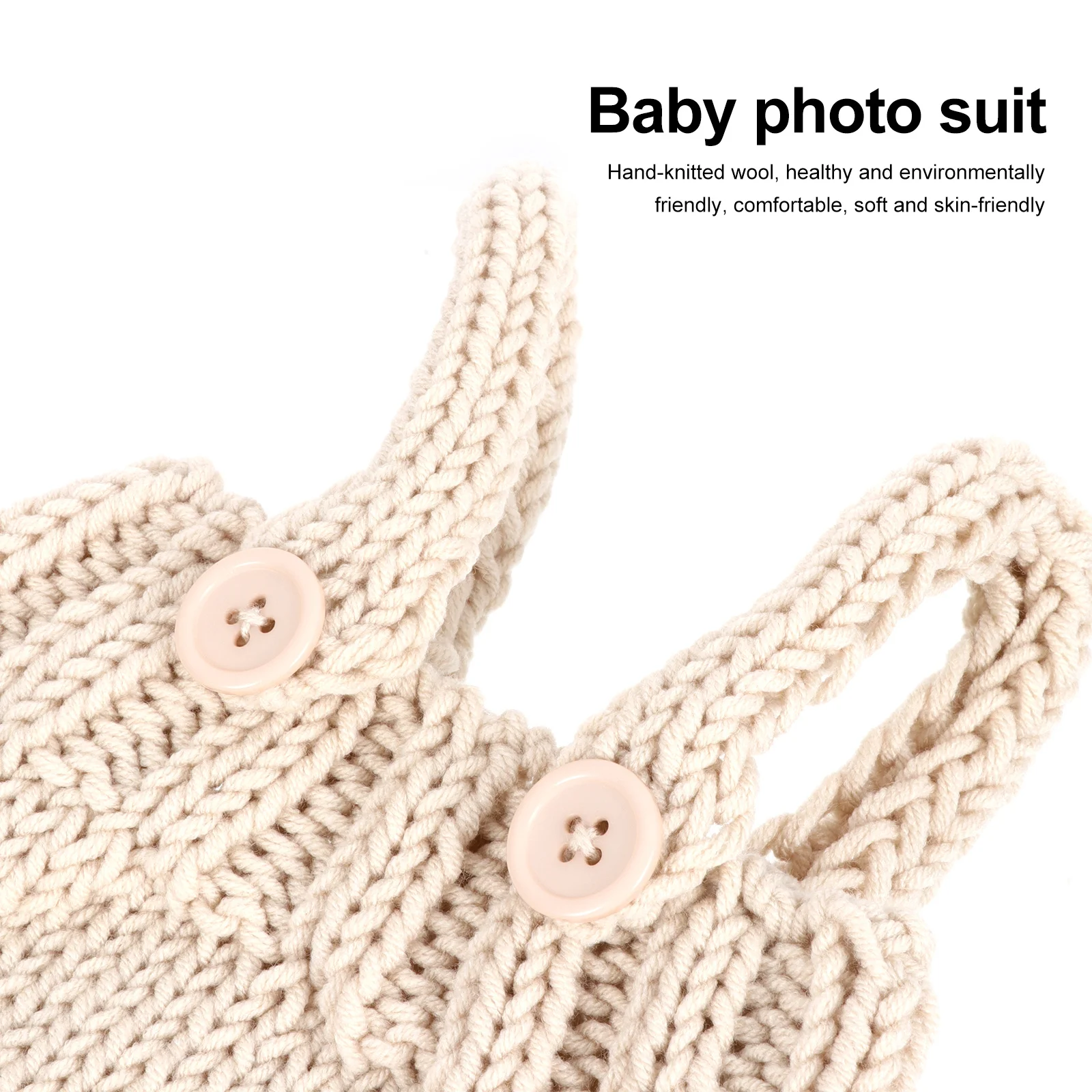 Conjunto de traje de punto para bebé con sombrero y pantalones con tirantes, bonito disfraz de bebé para accesorios de fotografía, celebración festiva de cien días - imagen 4
