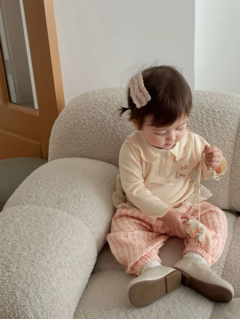 MILANCEL, nueva camisa de otoño para niños, 9M-5T, dulce camisa de conejito 3D para niñas, versión coreana, camiseta holgada con cuello para bebés - imagen 5