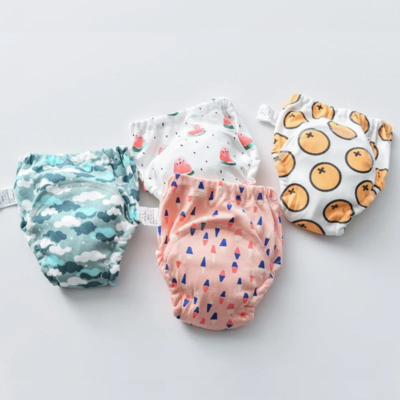 Pantalones de entrenamiento reutilizables impermeables de algodón para bebé, pañales para bebé de dibujos animados, pantalones cortos para bebé, pañales, bragas, ropa interior cambiante