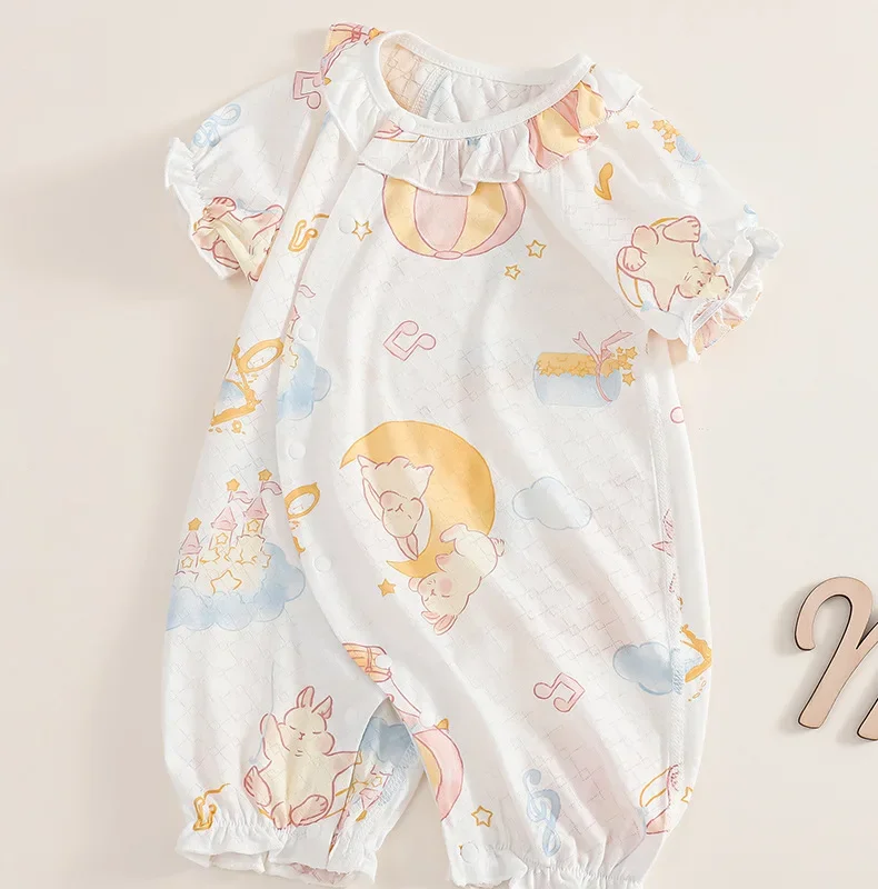 Somenie Baby Onesie transpirable fibra de bambú verano fino corto manga niños niñas recién nacido regalo