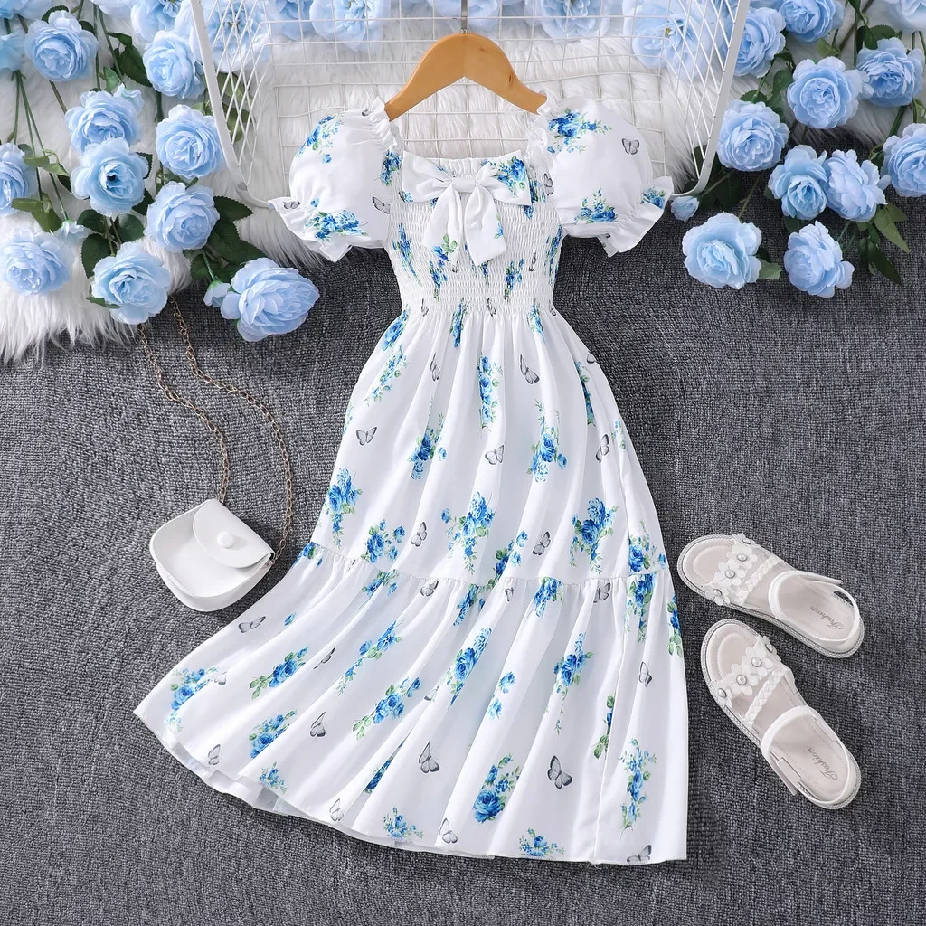 Vestido largo floral de verano para niñas – Elegante fiesta cumpleaños - imagen 2