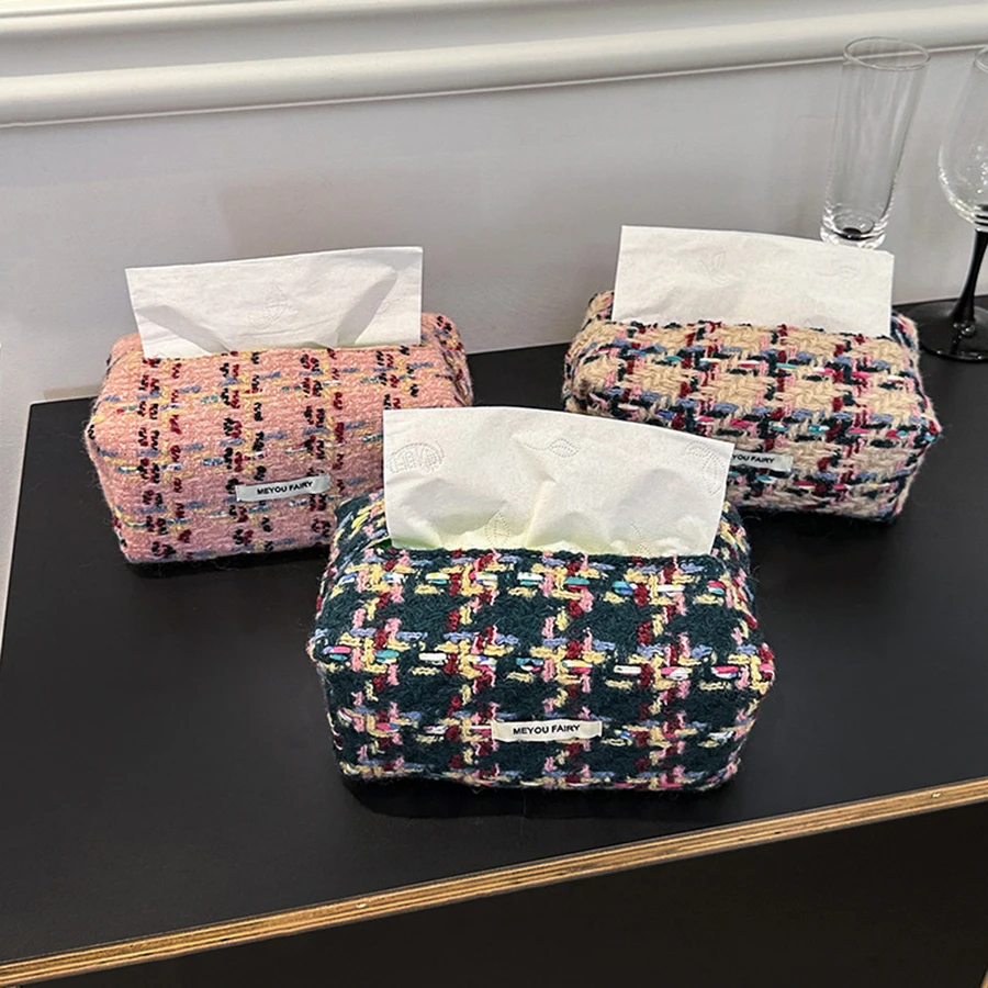 Caja de pañuelos nórdica, arte de tela, soporte de papel Simple para sala de estar, caja de servilletas de escritorio, uso doméstico