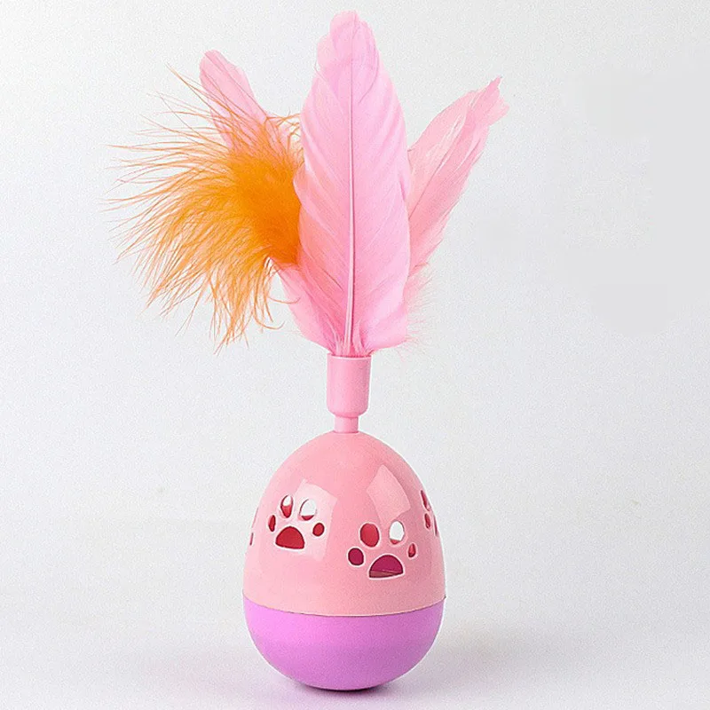 Juguete interactivo con forma de campana para gato, Bola de plumas artificiales, vaso, suministros para mascotas, recuerdo, 1 unidad - imagen 5