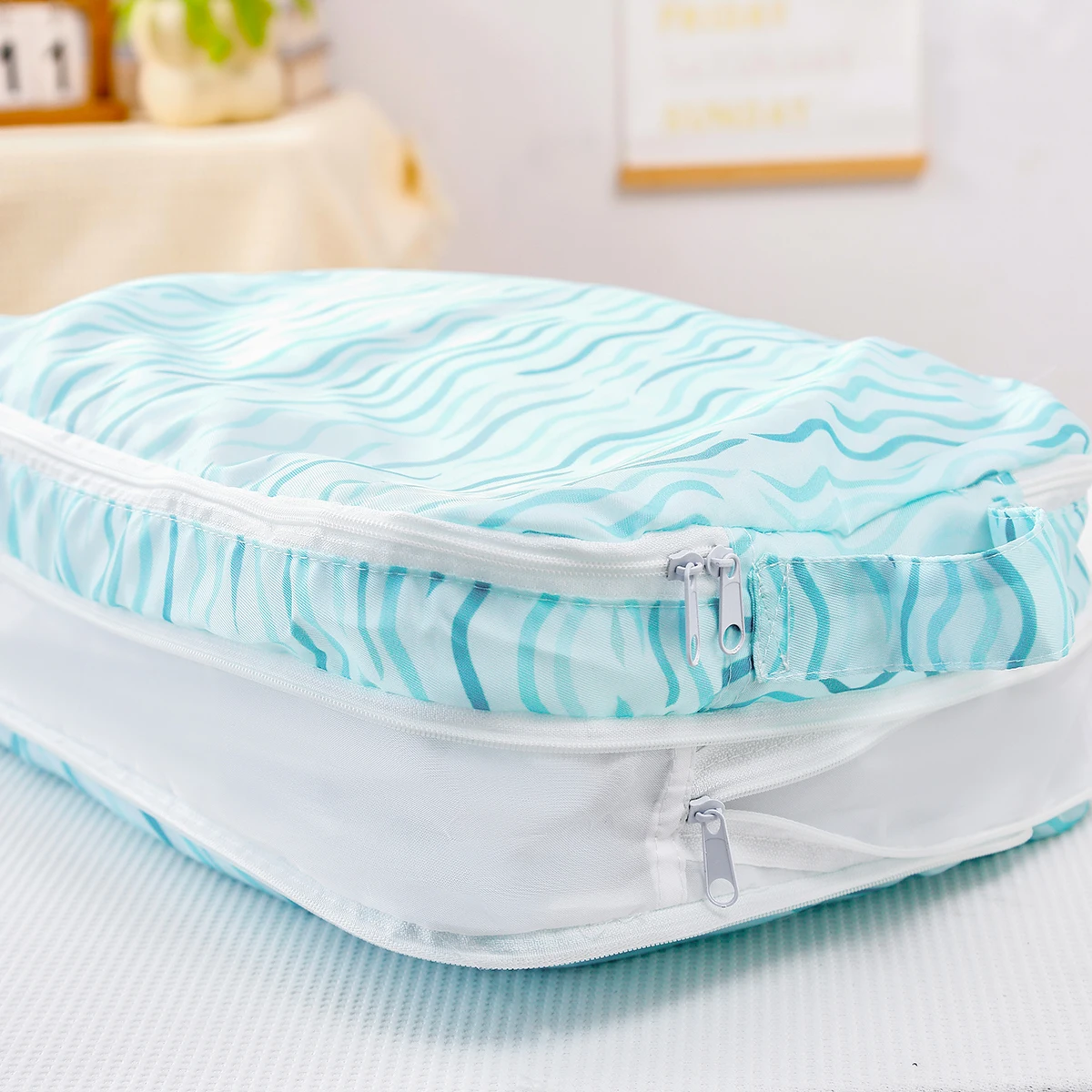 Bolsas de almacenamiento portátiles impermeables 100% poliéster, 2 uds., ropa de bebé, cosméticos, gafas, bolsa organizadora de viaje con dos cremalleras - imagen 4