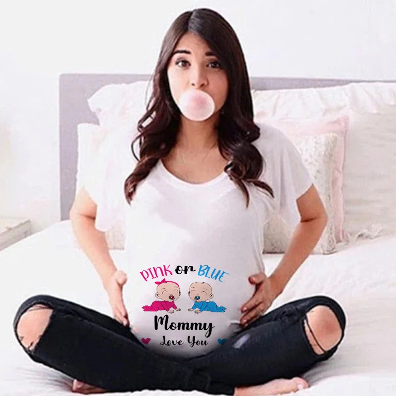 Rosa o Bule mamá te amo ropa estampada para embarazadas camiseta de maternidad camiseta de verano anuncio de embarazo camisas nueva mamá Tops