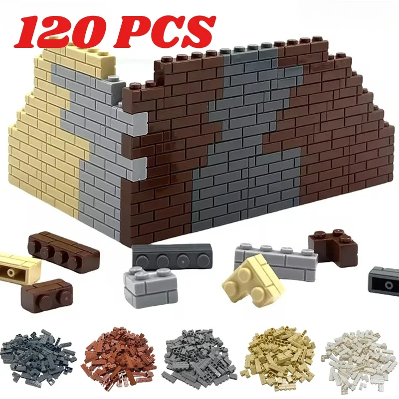 120 Uds. Bloques de pared MOC, ladrillos plástico gruesos varios tamaños, azulejos a cuadros, construcción mixta DIY Compatible con marcas - imagen 5