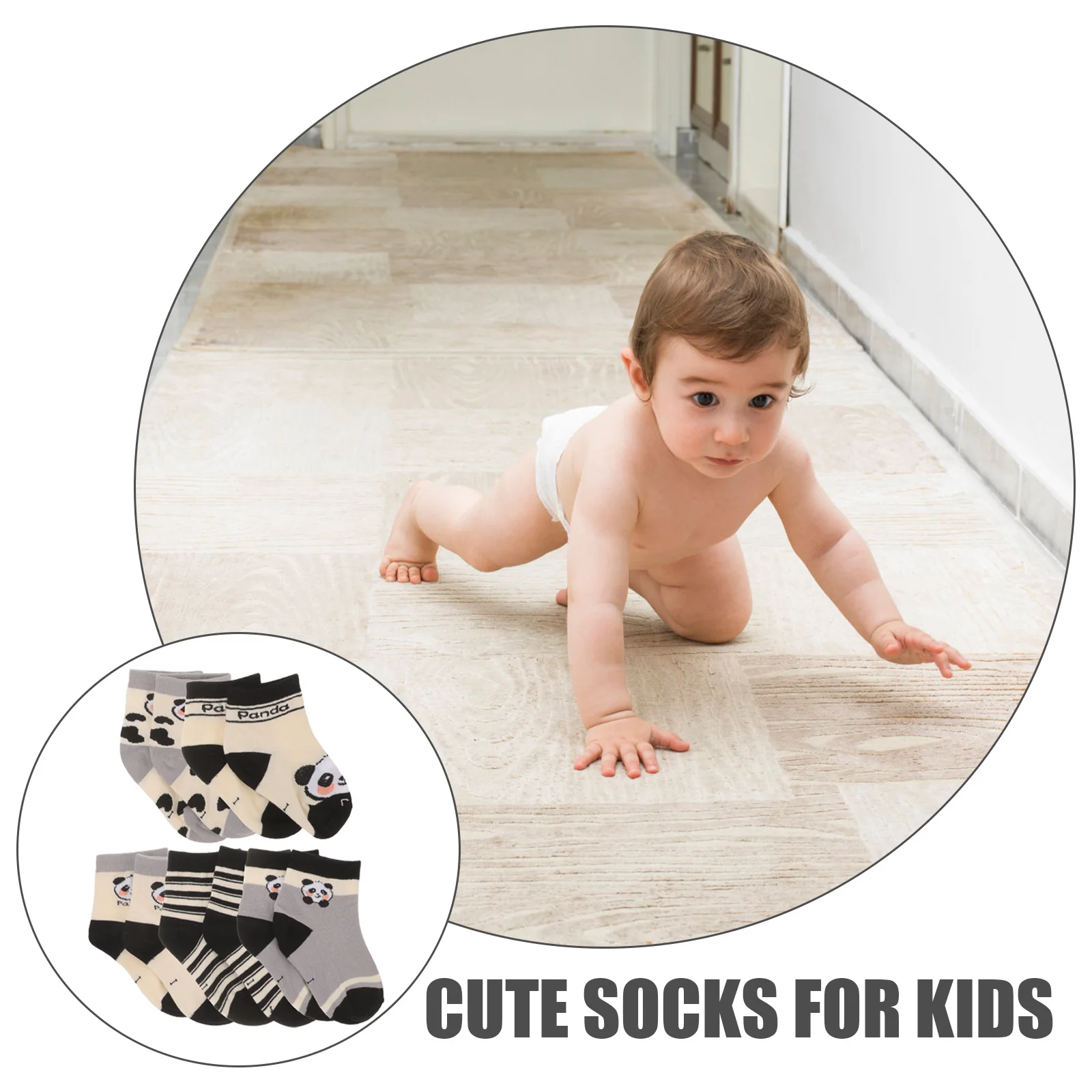 5 pares de calcetines de Panda para niños pequeños, calcetines cortos de algodón transpirable, cómodos y elásticos, adecuados para interiores y exteriores, para niños y niñas - imagen 4