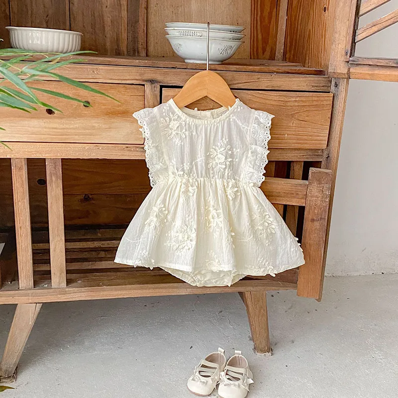 MILANCEL-Body de verano para bebé de 0 a 3 años, mono con flores bordadas, Adorable encaje suave de una pieza - imagen 2