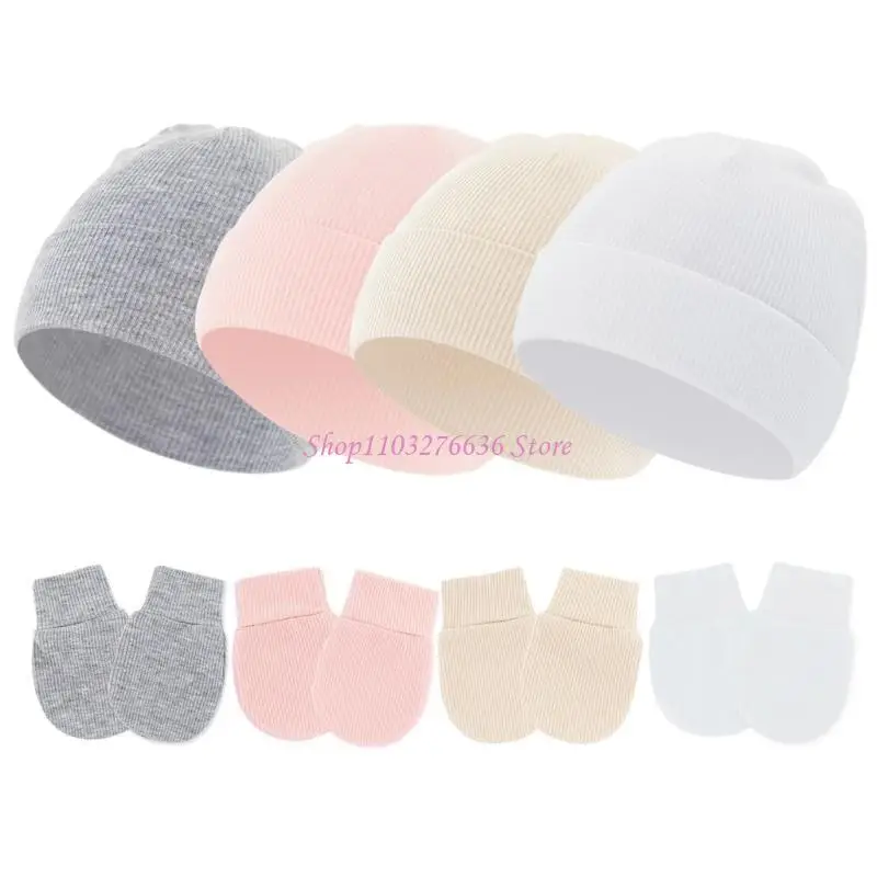 R6FD 2pcs/set Baby Hospital sombrero recién nacidos estiramientos altos con guantes con guantes - imagen 5
