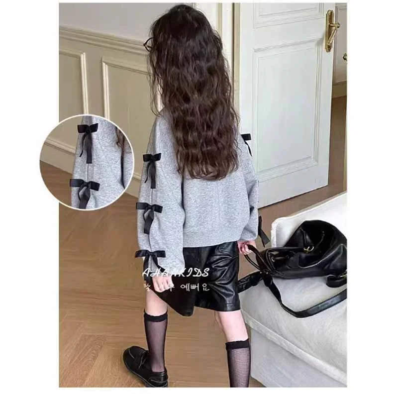 Sudadera con lazo para niñas estilo casual otoño primavera - imagen 2