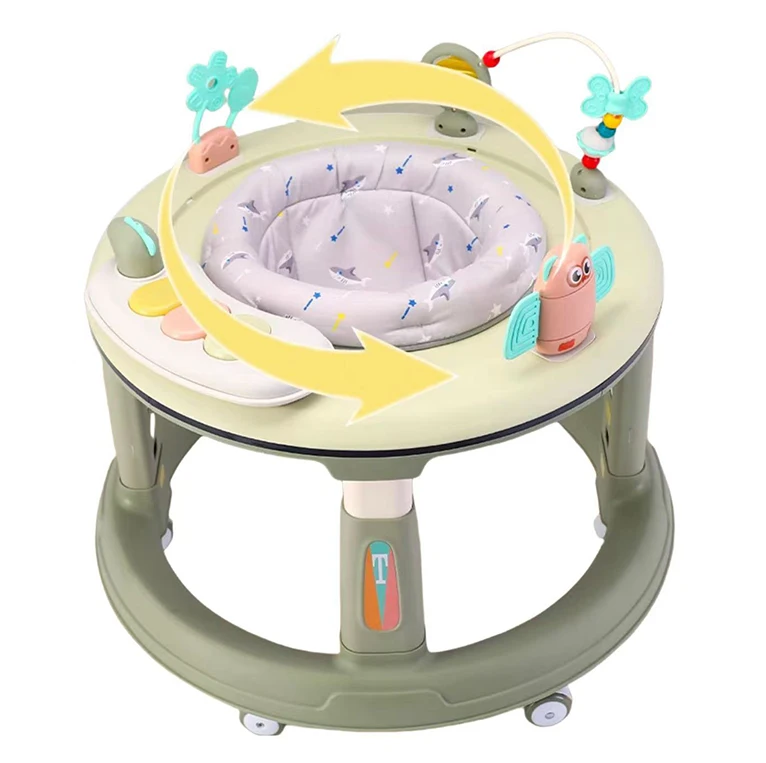 Nuevos productos para bebés, andador redondo de empuje barato para bebés, andador plegable Musical ligero con ruedas y asiento