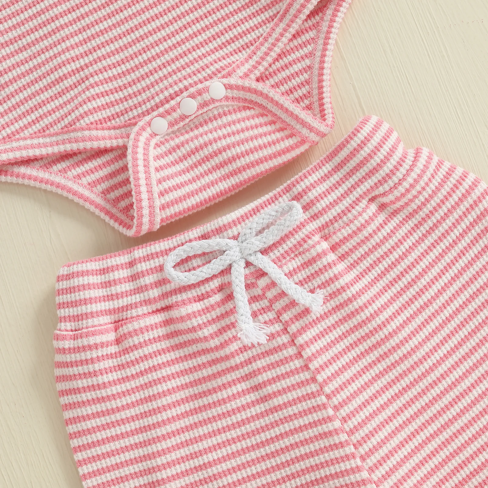 VISgogo Ropa de otoño para bebés y niñas, pelele de manga larga a rayas, pantalones de cintura elástica, traje para recién nacidos de 2 piezas - imagen 5