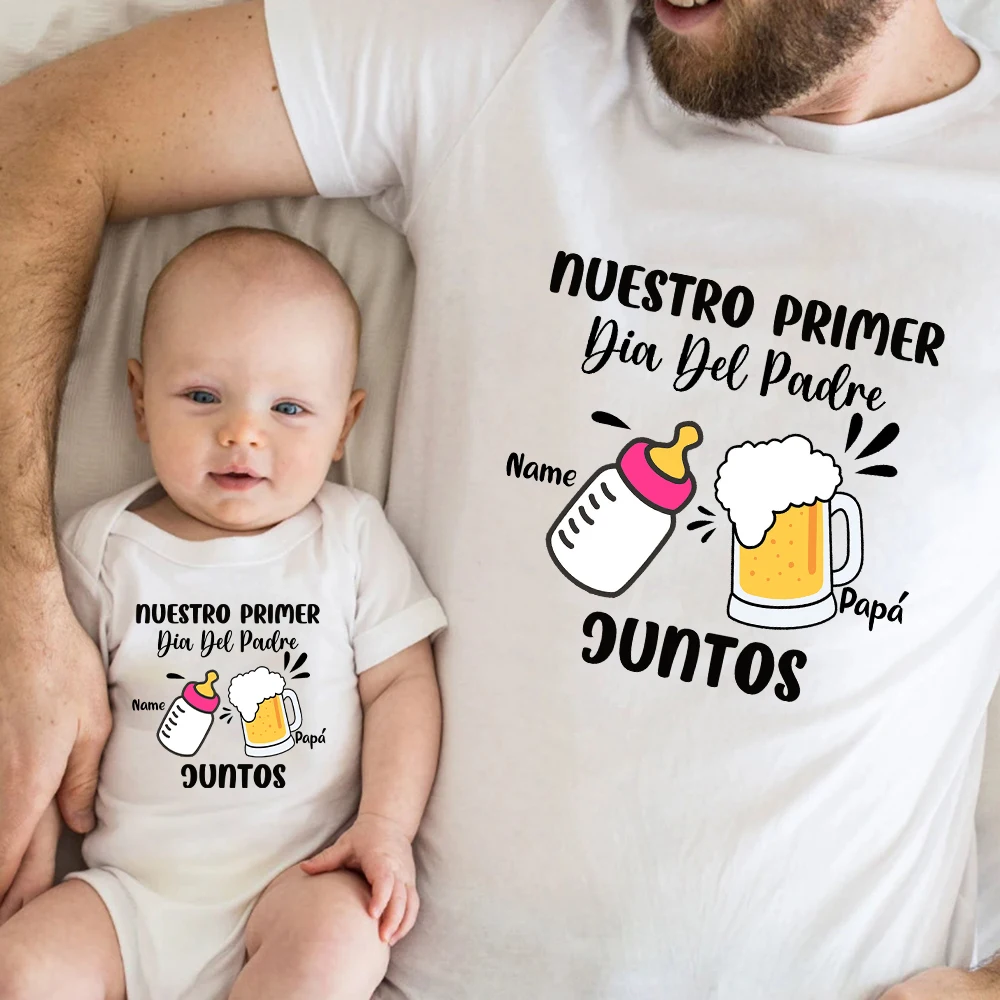 Trajes personalizados a juego para la familia del Día del Padre, camisa con nombre personalizado para papá, pelele para bebé, ropa familiar, regalo del primer Día del Padre