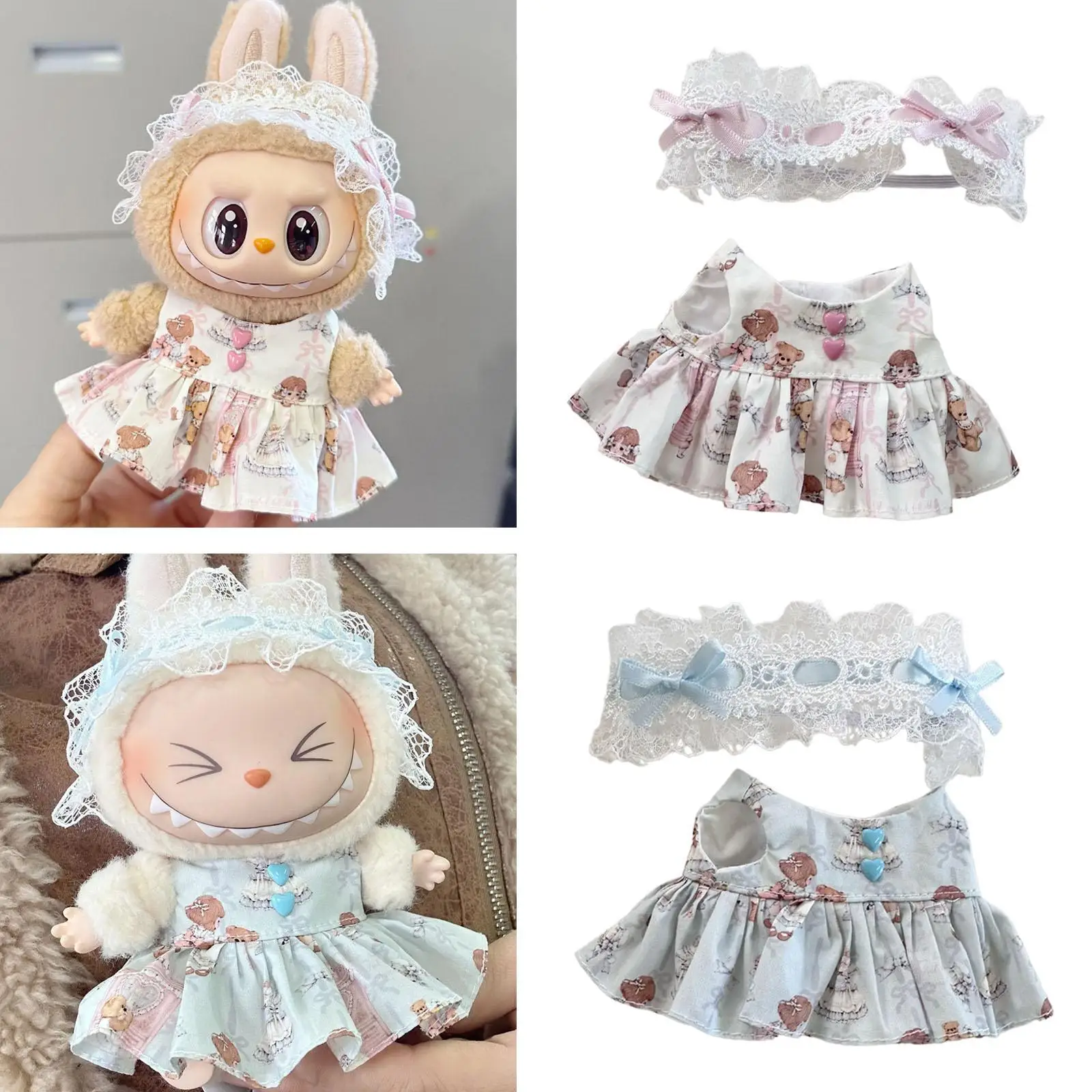 Plush Figure Clothing Costume Accessory, Costumes Fashion, Doll Dress and Hair Accessories Suit, for 6.69inch 5.91inch