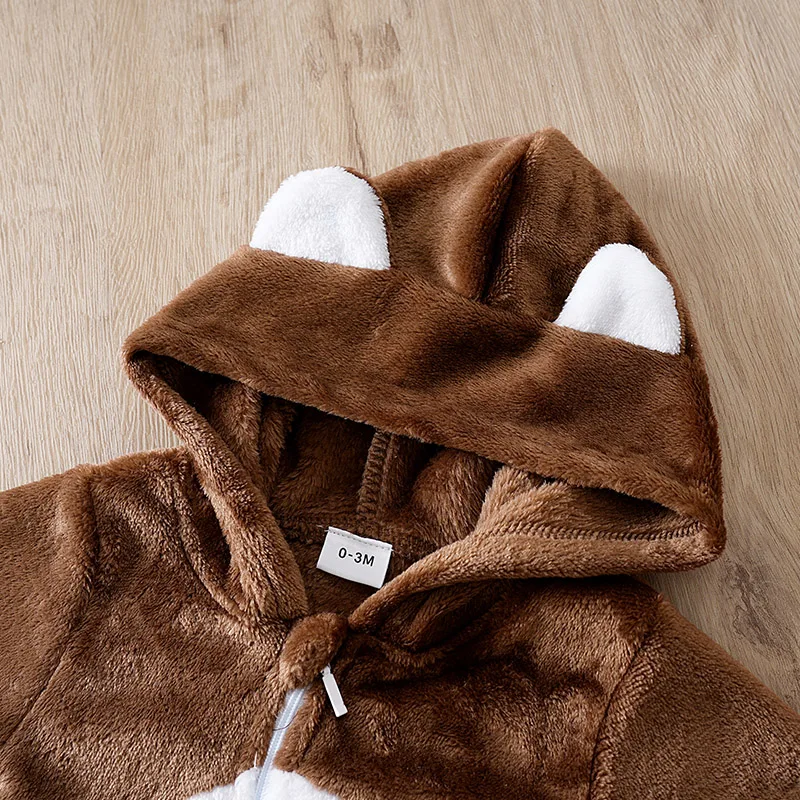 Pelele de franela con oso para bebé – Mono manga larga unisex - imagen 4