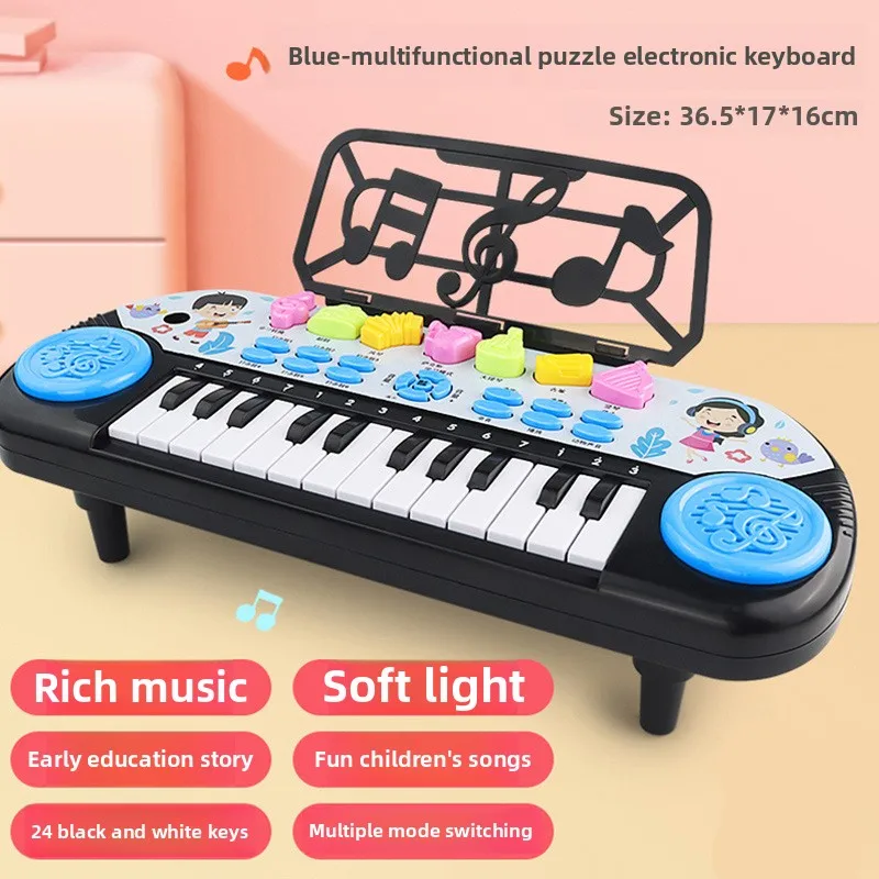 Teclado de Piano de 24 teclas, juguete de aprendizaje interactivo con canción de demostración, regalo Musical para niños de 3 a 6 años, herramienta de educación temprana, regalo de cumpleaños