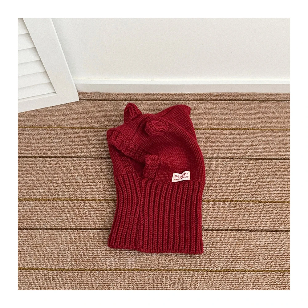 MILANCEL, nuevo gorro tejido de invierno para niños, 1-6T, letras de Color sólido, gorro y bufanda para niños, gorro grueso y cálido de una pieza para niñas - imagen 4