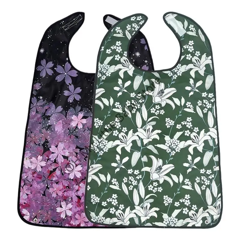 M76C Paquete 2 baberos para adultos, impermeables, diseño a prueba derrames, Protector ropa, ligero, plegable, para - imagen 3