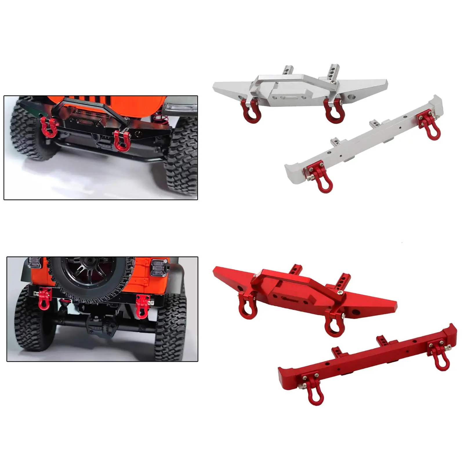 2Pcs 1/12 RC Bumper (Front and Rear) Spare Parts Crawler Easy to Install Upgrade Parts for MN128 Parts DIY Accs RC Vehicles
