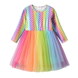 DXTON Vestido de princesa para niña – Estilo sirena malla degradada