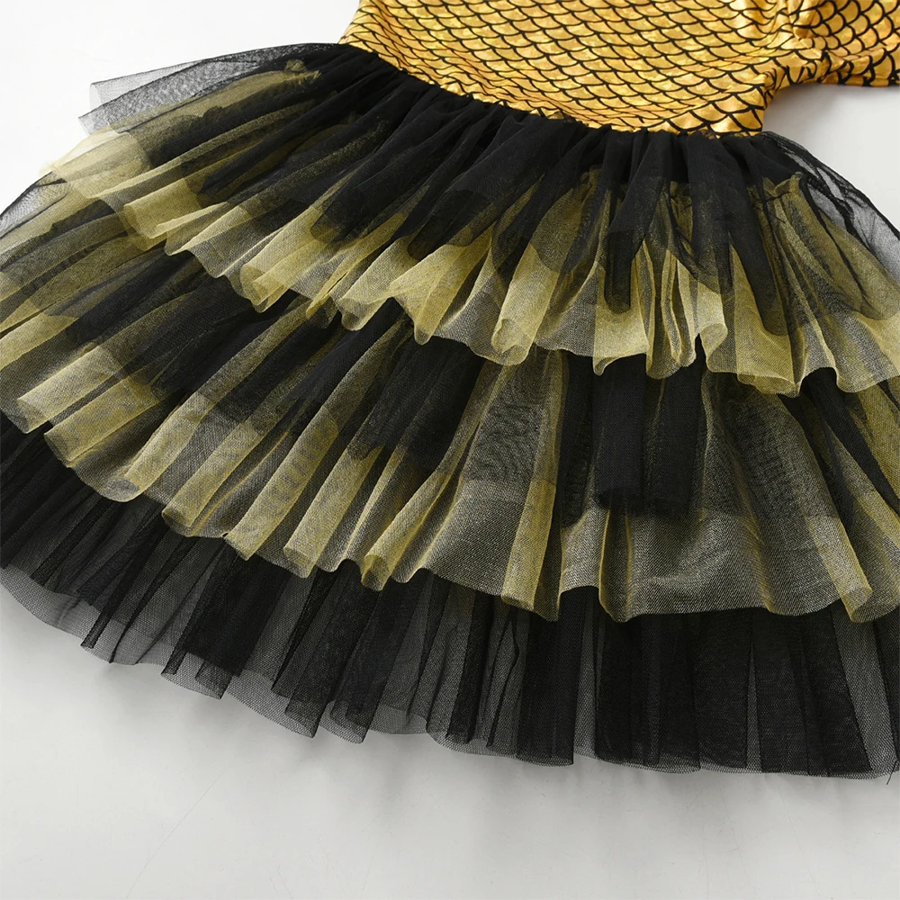 DXTON vestido de princesa dorado con capa para fiesta navideña - imagen 3