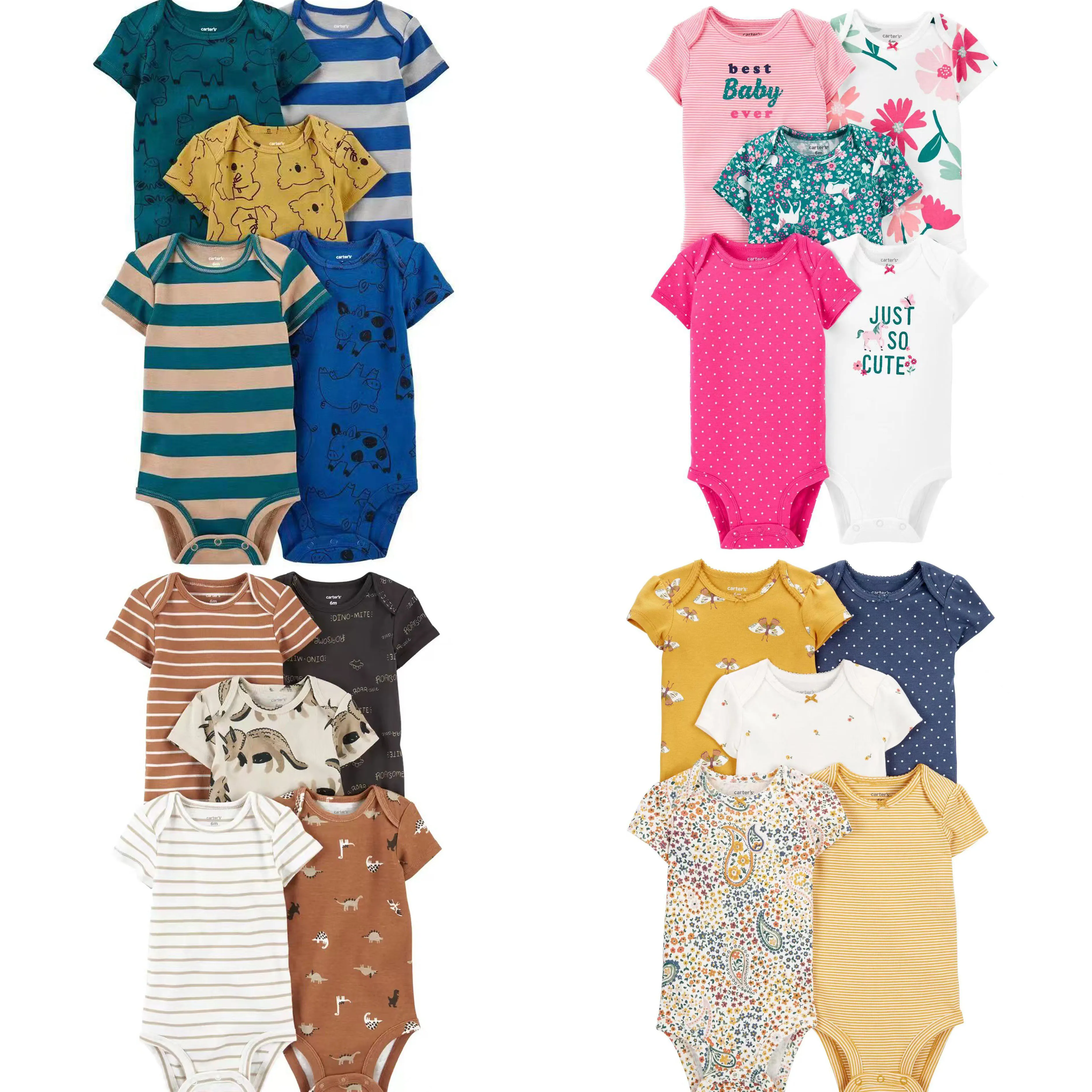 Conjunto de 5 unidades de monos de algodón suaves y cómodos para bebé, monos de manga corta para recién nacido, ropa de verano para bebé, regalos para Baby Shower