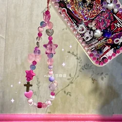 Cadena para móvil con cuentas de oso rosa – Colgante infantil divertido