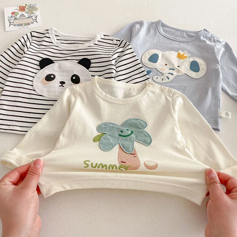 MILANCEL nueva camiseta de primavera para niños 0-5T camisetas interiores a rayas de Panda de dibujos animados para bebés camisa de fondo de estilo fino para niñas - imagen 3