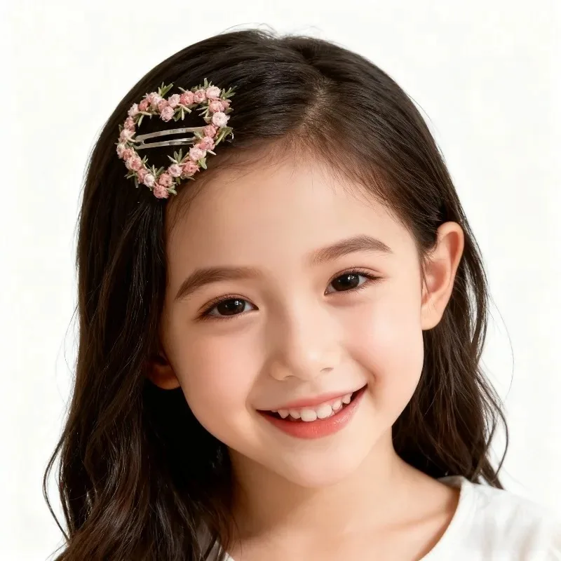 Bonita pinza para el pelo Kawaii para niñas, pasadores laterales rosas con forma de corazón y estrella de encaje, horquilla con flequillo, accesorios para sombreros para bebés y niños - imagen 2