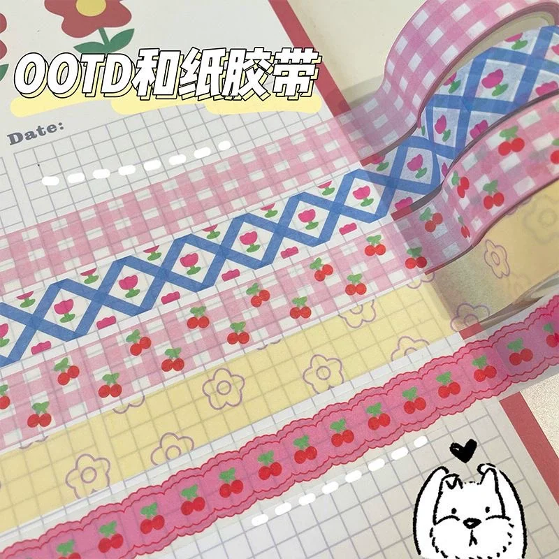 Pegatinas de tulipanes y flores con cinta washi decorativa - imagen 3