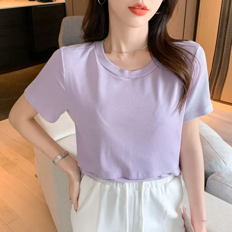 9082 #   Camisetas informales de algodón liso para maternidad y lactancia, camiseta con cubierta para madre posparto, Tops para embarazo 2023 - imagen 5