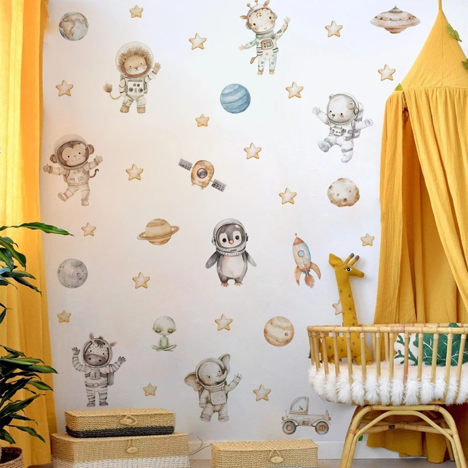 Pegatinas astronauta y cohete para habitación infantil – Estrellas y planetas - imagen 2