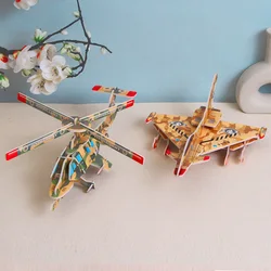 Rompecabezas 3D de papel Avion y helicóptero de combate, padre e hijo