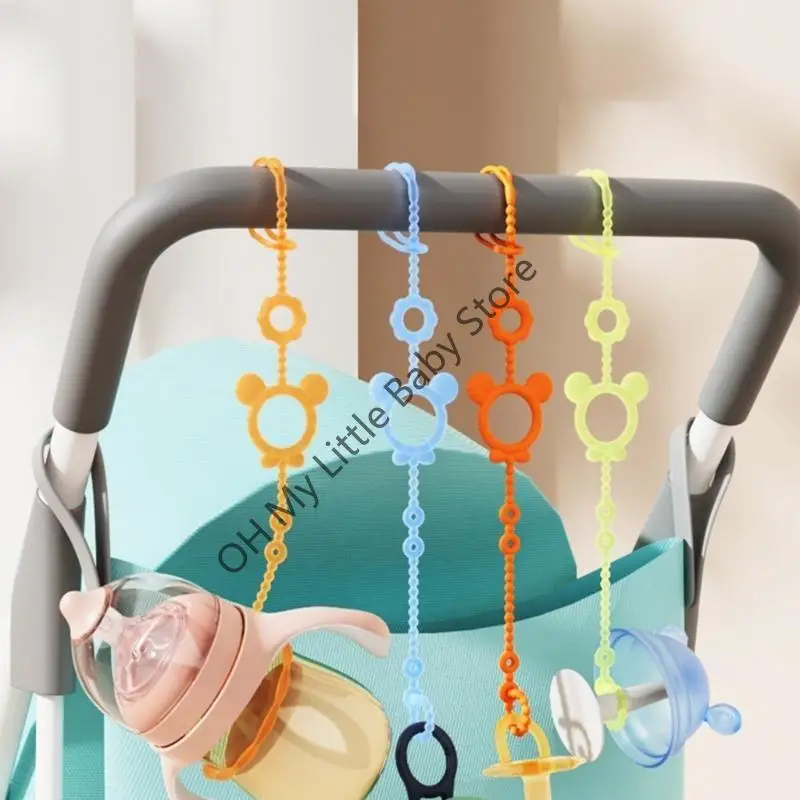 M76C Cadena para chupete recién nacidos, cadena para chupete bebé, soporte para chupete silicona, Clip para chupete