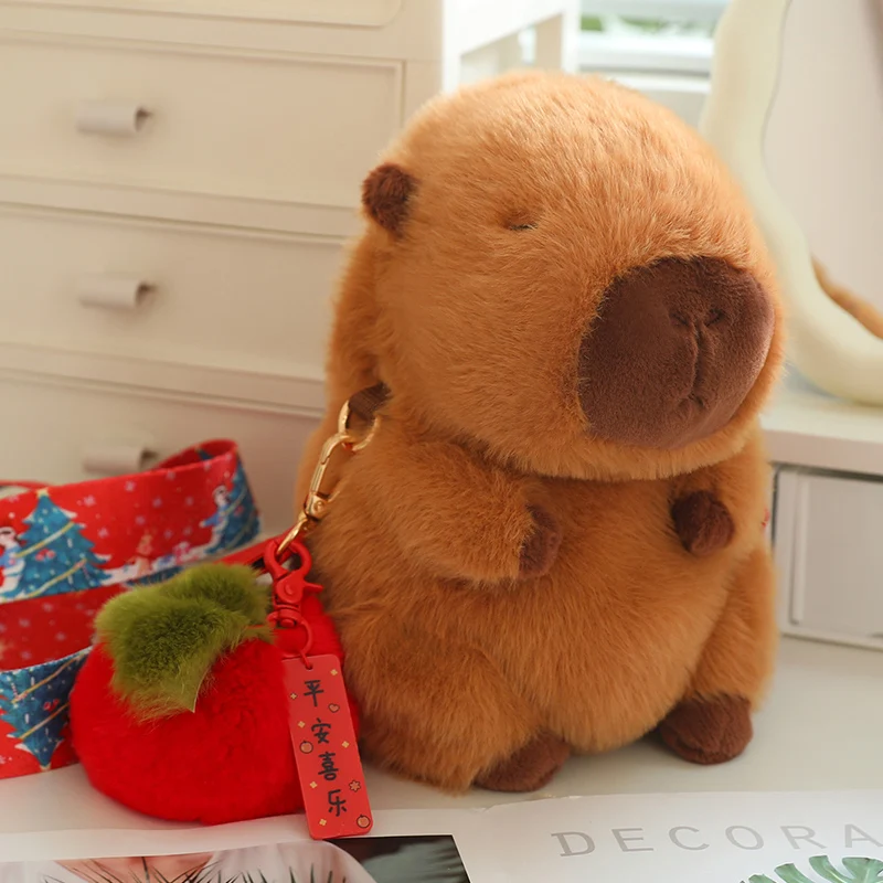 Bolsa de felpa infantil capibara con motivo de manzana - imagen 4