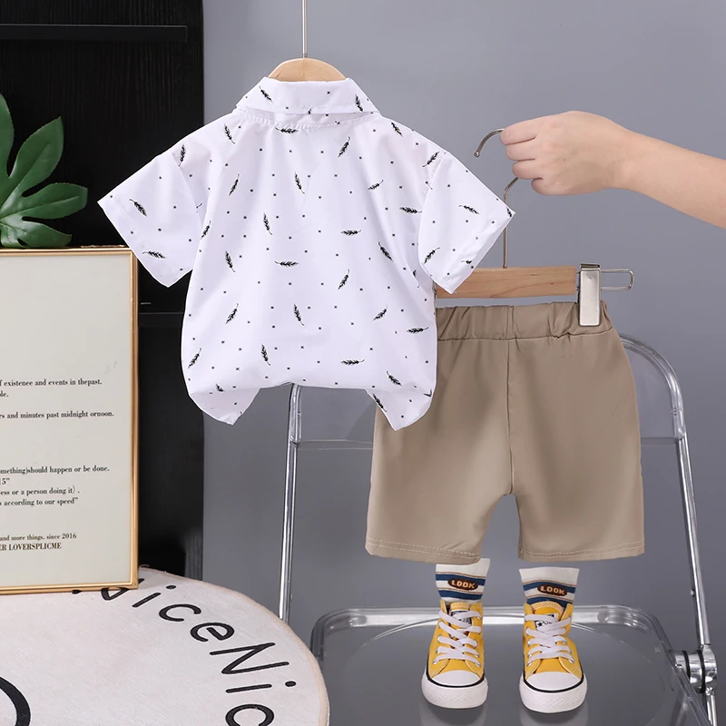Nueva ropa de verano para bebés, traje para niños, camisa de manga corta, pantalones cortos, 2 unids/set, ropa para niños, trajes infantiles, chándales para niños pequeños