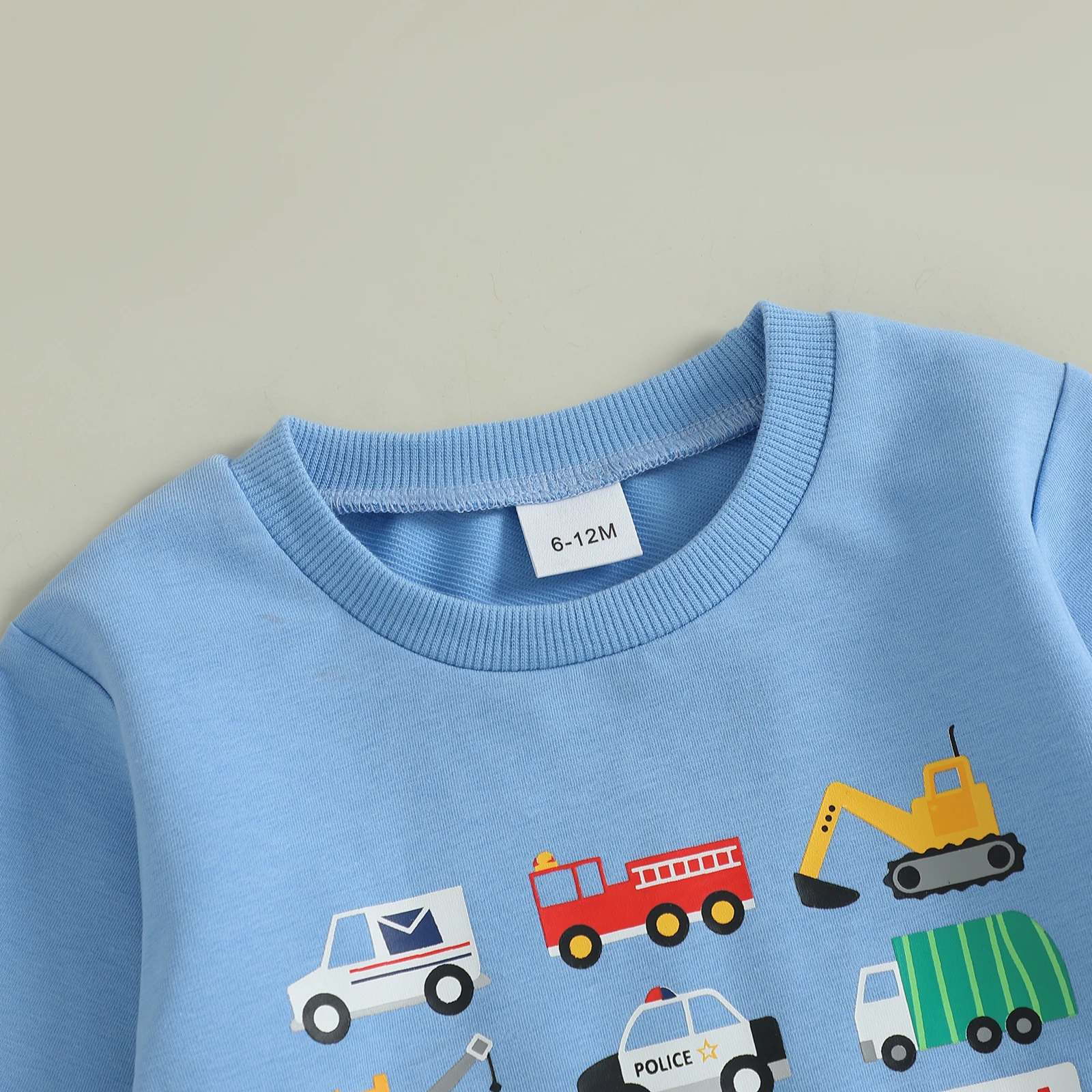 Conjunto de otoño para bebé, sudadera de manga larga con estampado de vehículo y pantalones de cintura elástica, ropa de 2 piezas para niños pequeños - imagen 4