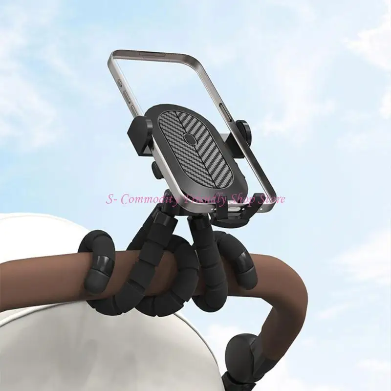 85AE Soporte giratorio para teléfono viaje 360 ​​grados, soporte para cochecito, cuna, trípode para teléfono móvil, para - imagen 5