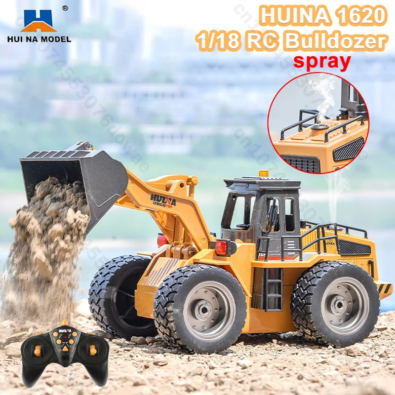 HUINA 1620 1/18 RC Bulldozer Tractor modelo aleación 2,4G RC Crawler coches controlados por Radio camiones ingeniería coche juguetes regalos de navidad