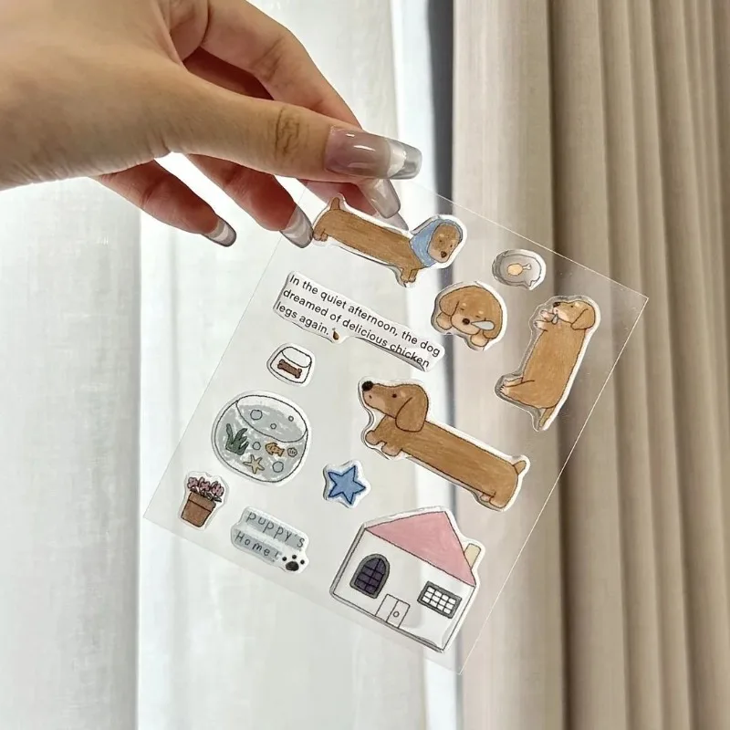 Pegatinas de goma con forma de gota de cristal para perros y muñecos de nieve en 3D de dibujos animados, pegatinas decorativas Kawaii, pegatina para teléfono móvil IPad y ordenador