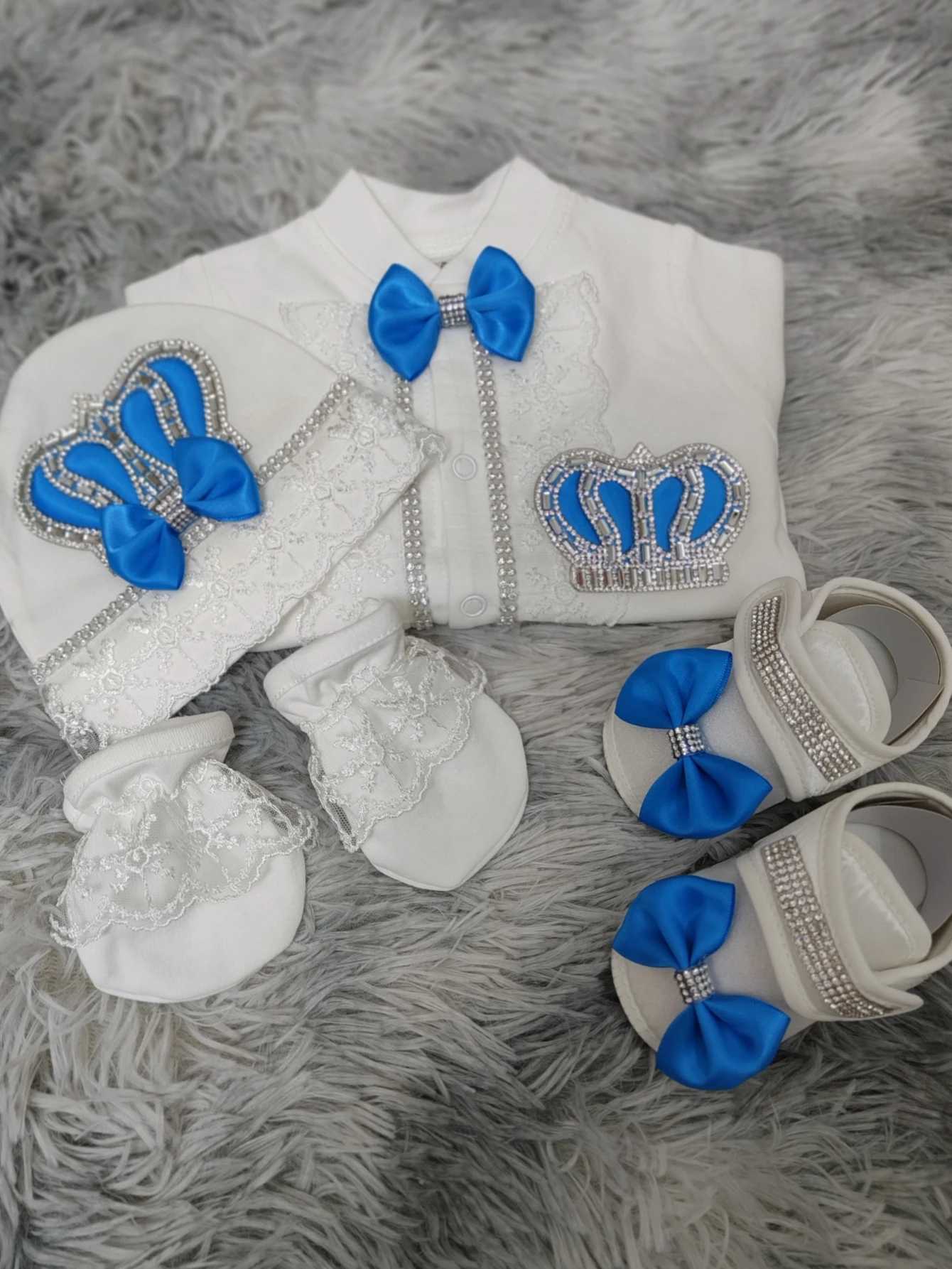 Capa personalizada con nombre para recién nacido, 4 Uds., joyería de corona, pelele de bienvenida a casa, ropa de bebé, trajes de algodón para niño y niña - imagen 3