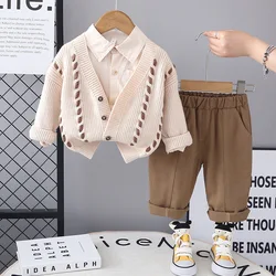 MILANCEL conjunto otoño niño cárdigan fino camisa pantalones