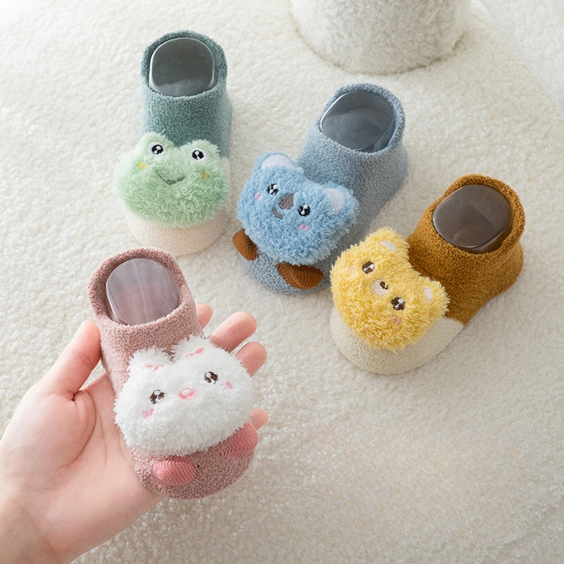 Calcetín de oso de dibujos animados para bebé, calcetín corto de algodón suave, transpirable, parte inferior de goma, antideslizante - imagen 3