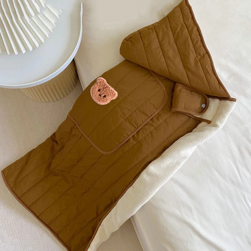 Manta para cochecito de bebé invierno en lana gruesa con capucha - imagen 3