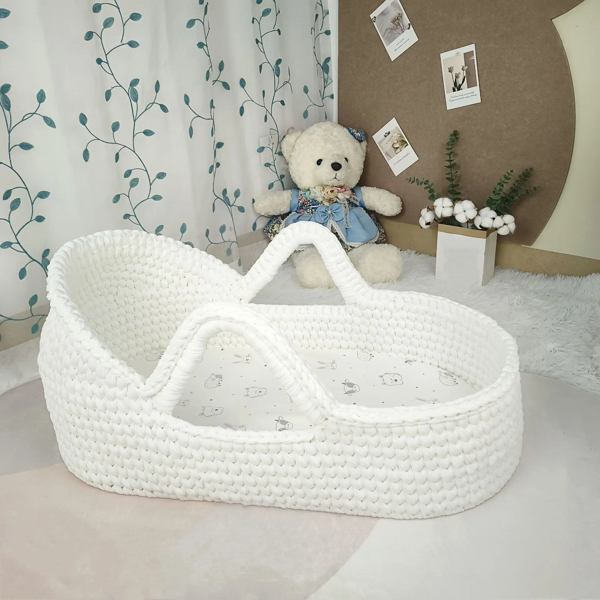 Cesta tejida a mano para bebé Moisés, cuna para bebé, cesta cambiadora de pañales neonatal - imagen 3
