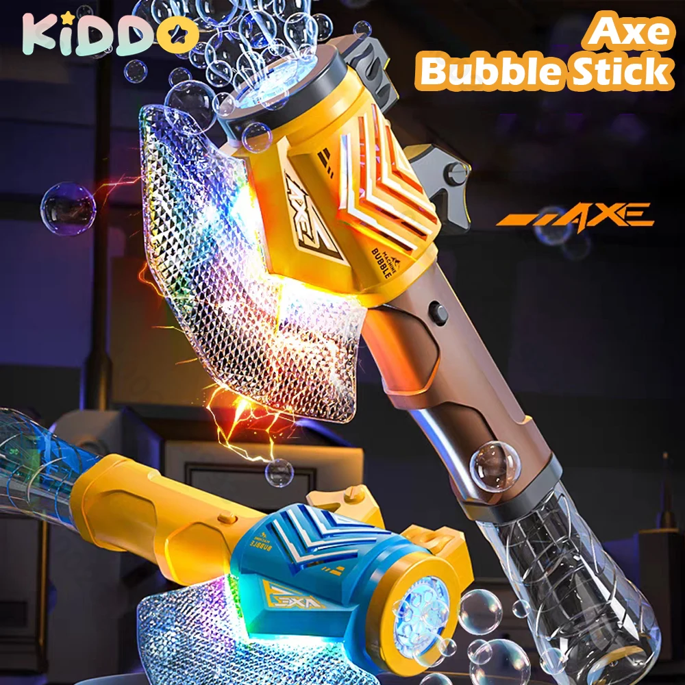 Máquina de burbujas de mano con hacha, soplador de burbujas, iluminación completamente automática, fabricante de burbujas, fiesta al aire libre, regalo de boda y cumpleaños
